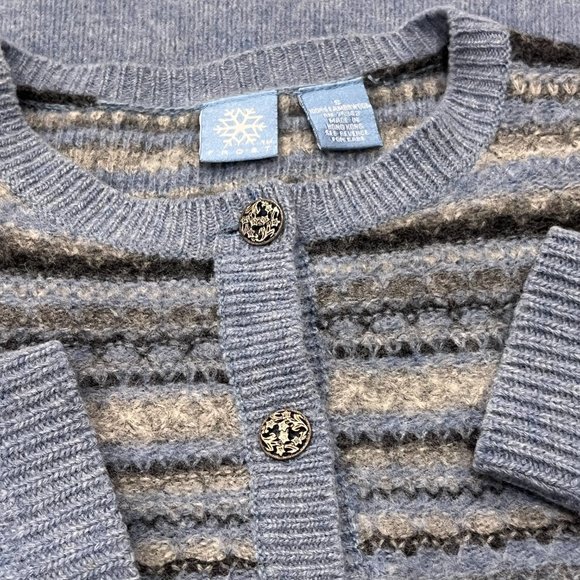 Frost Women's Vintage Wool Button Front Cardigan, Silver Buttons, Blue Gray, S - Picture 3 of 6